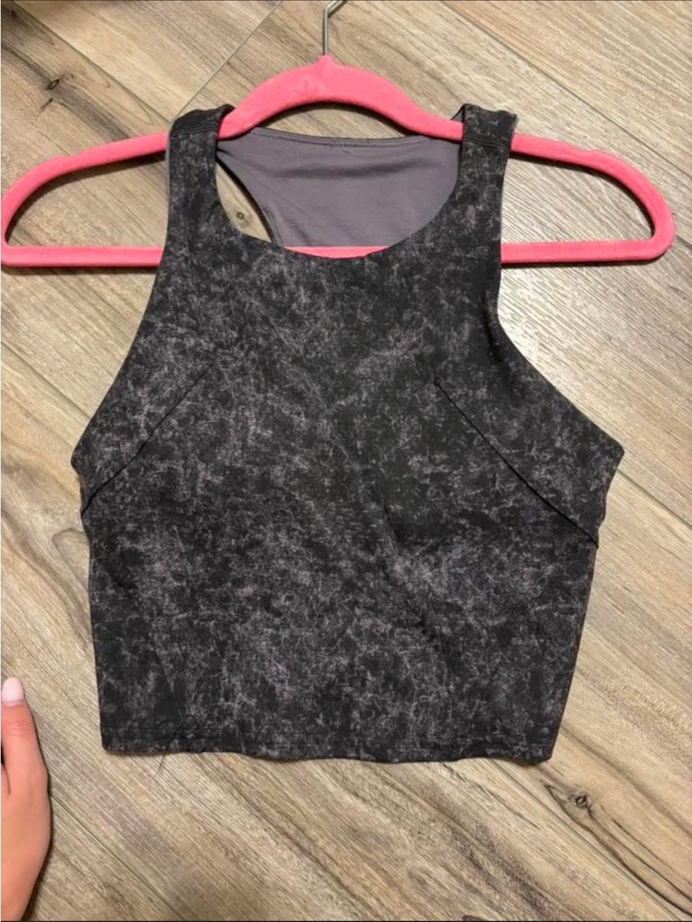 Sleeveless Black Marbled Crop Tank Top